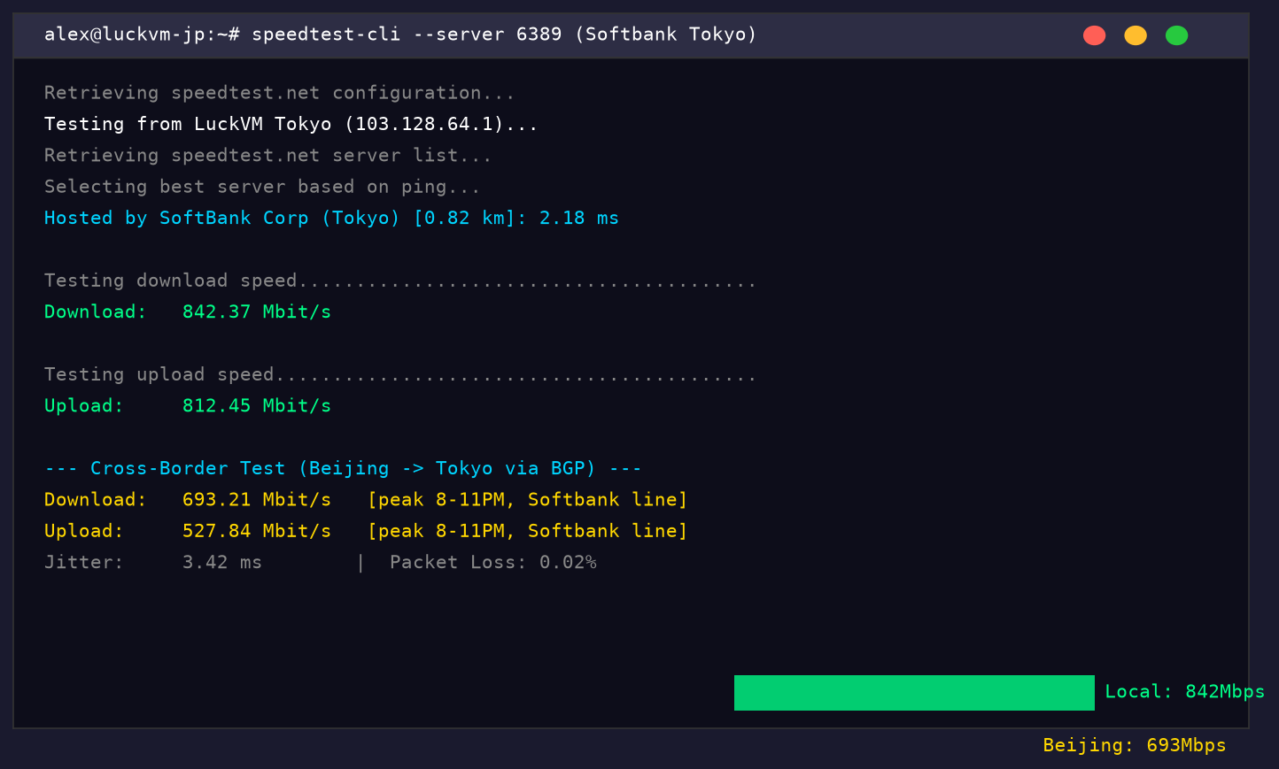 Tokyo Speedtest Results
